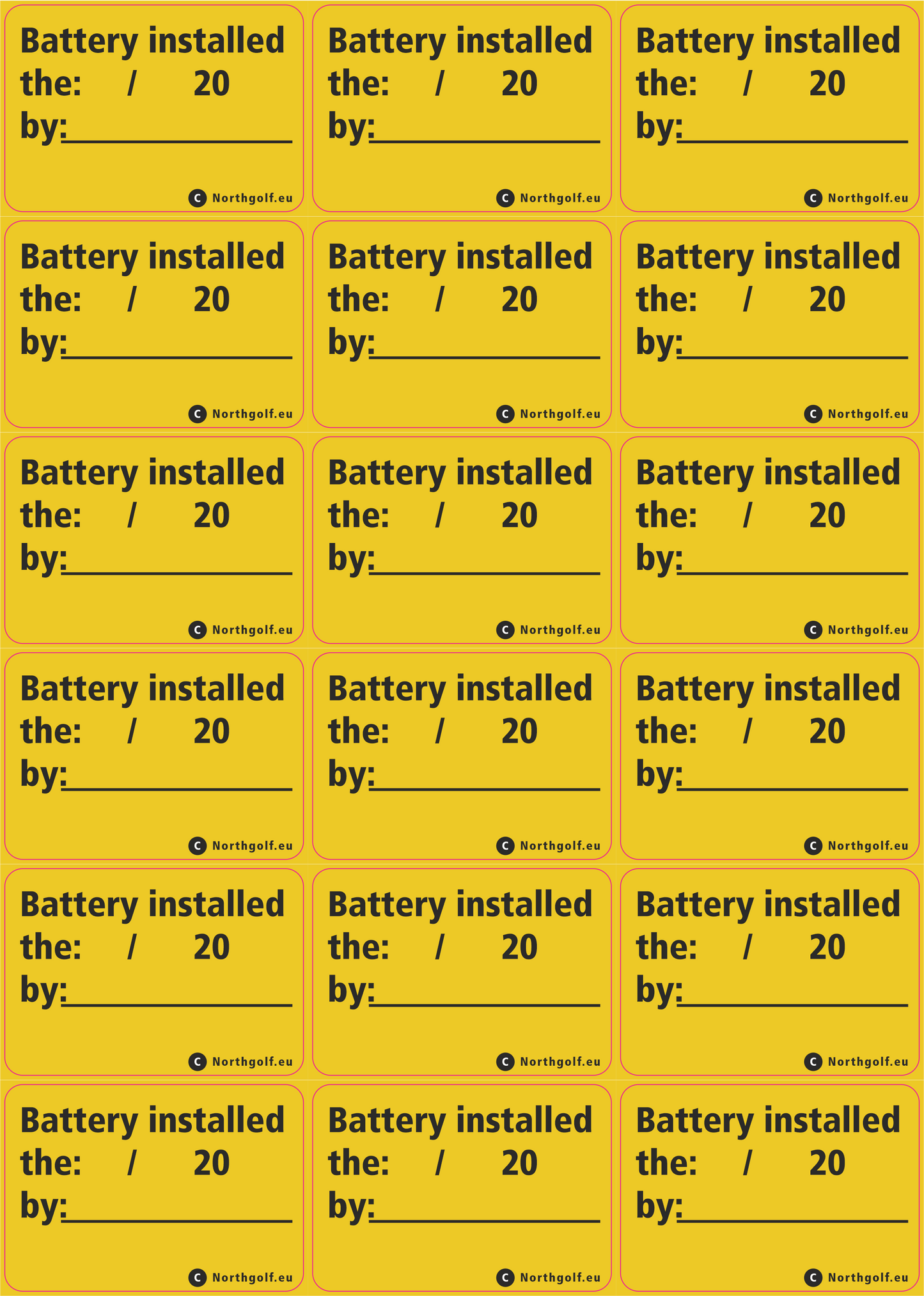 Klistemærke: "Batteri monteret…"