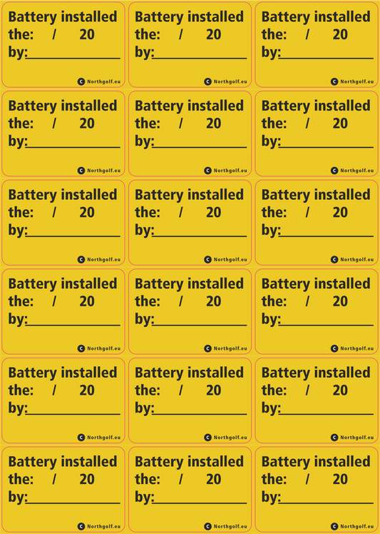 Klistemærke: "Batteri monteret…"