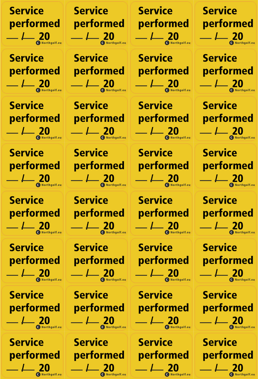 Klistemærke: "Service udført..."