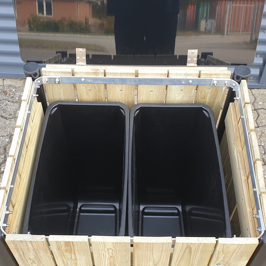 Affaldsstativ med kildesortering, 2 ruminddelinger
