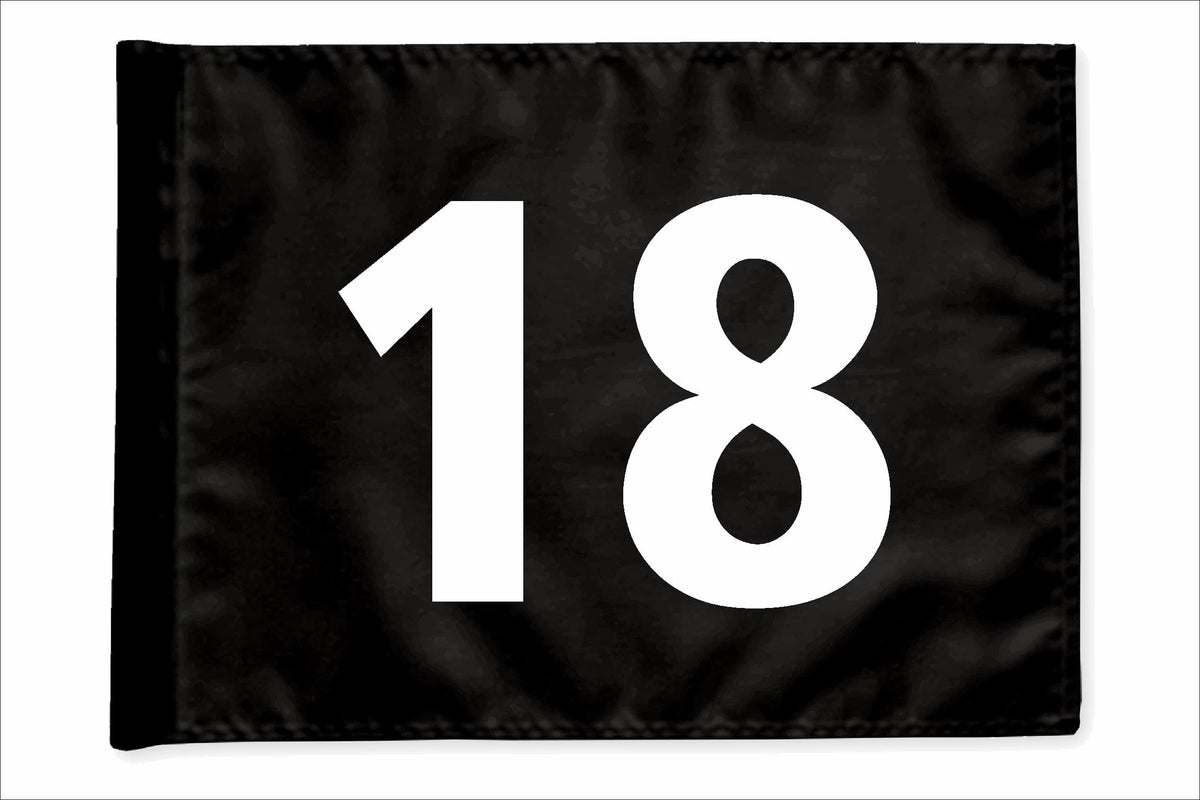 Stykvis golfflag, sort, nummer 18