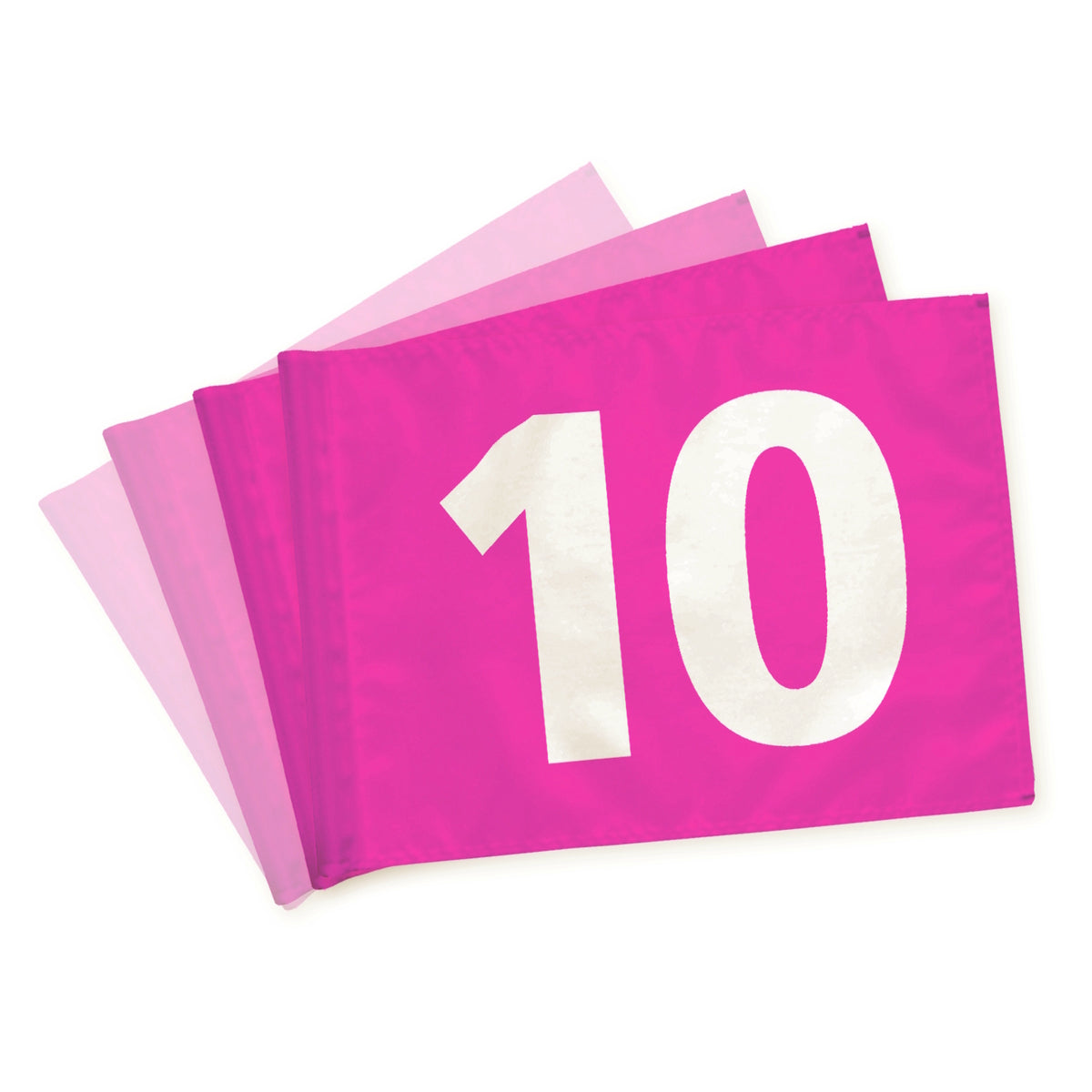 Golfflag 10-18, pink med hvide tal, dobbeltsidet, 200 gram flagdug