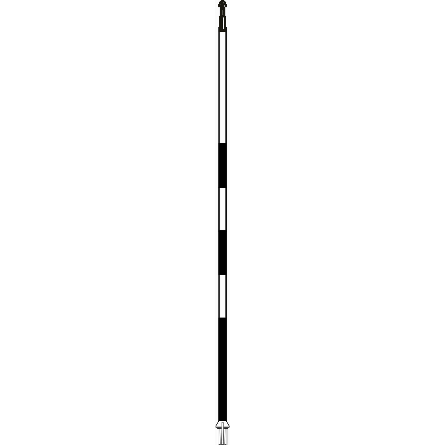 Golfflagstang 7,5' i hvid med 3 sorte striber