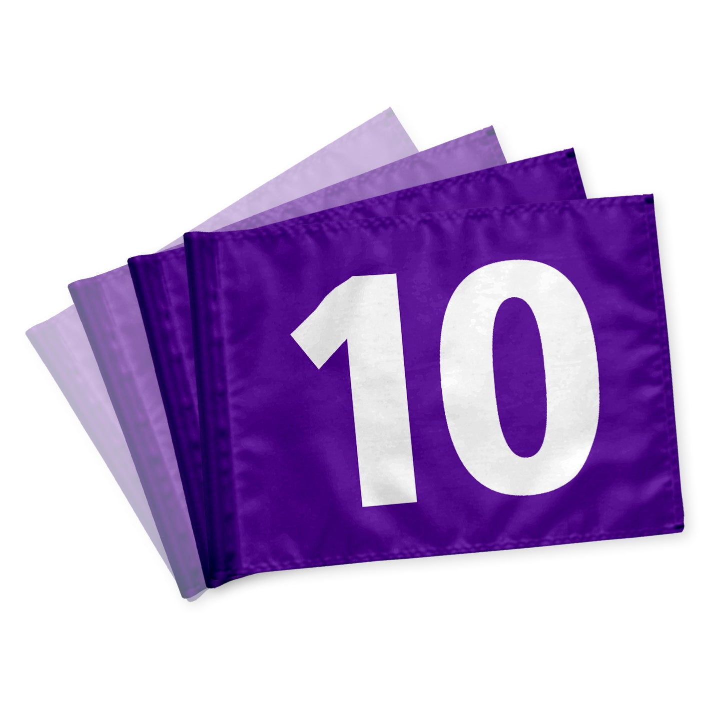 Golf Flags 10-18, cyan with white numbers, 115 gram fabric, double-sided