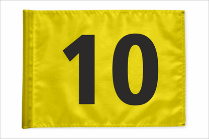 Stykvis Golf Flag, gul, valgfri nummer, 200 gram