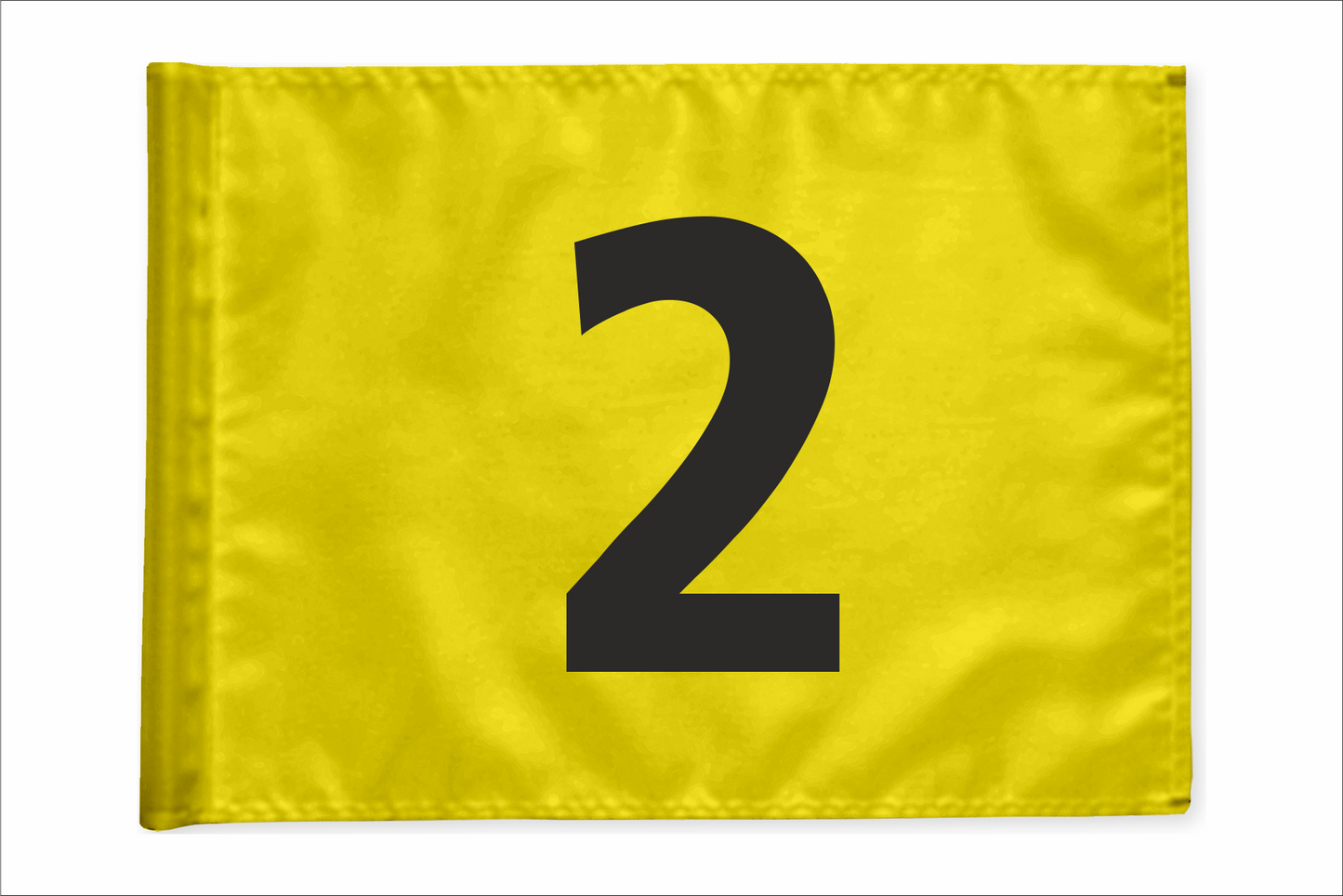 Single golf flag, yellow with optional hole number, 200 gram fabric