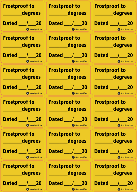 Klistemærke: "Frostsikkert til…"