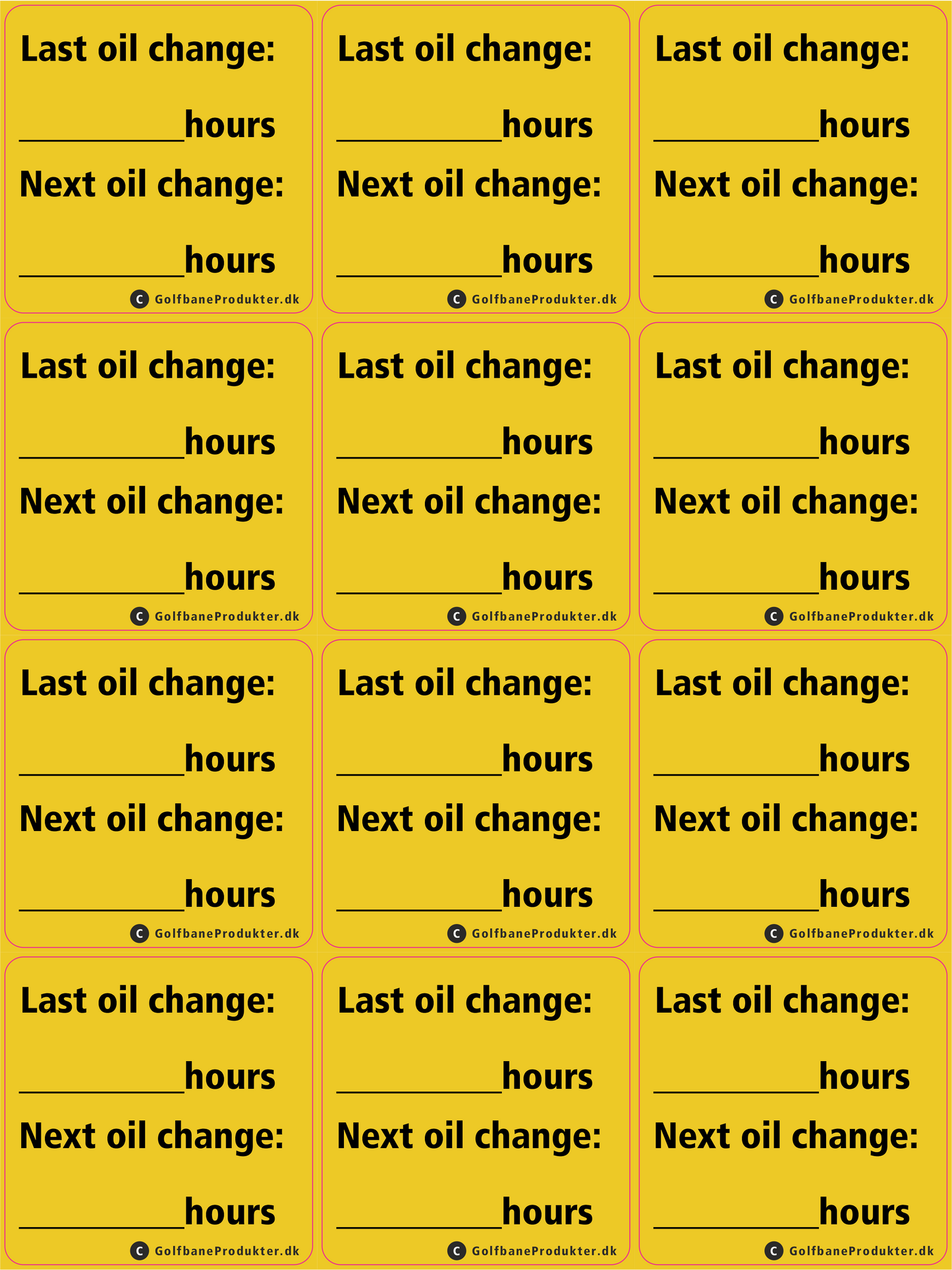 Sticker: "Last Oil Change..."