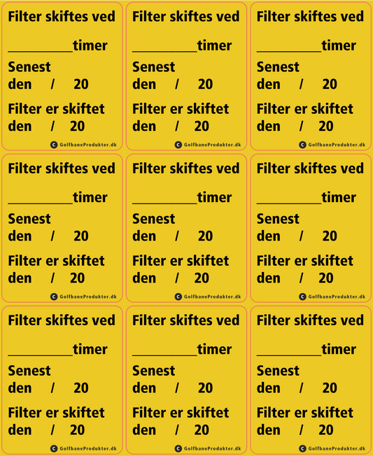 Klistemærke 'Filter skiftes..'