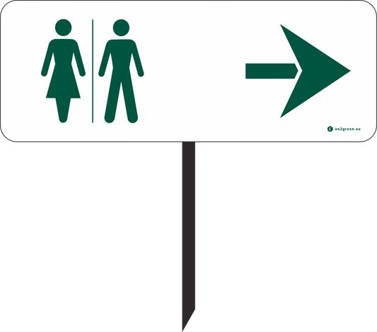 Golfsign: Toilet symbol + arrow right