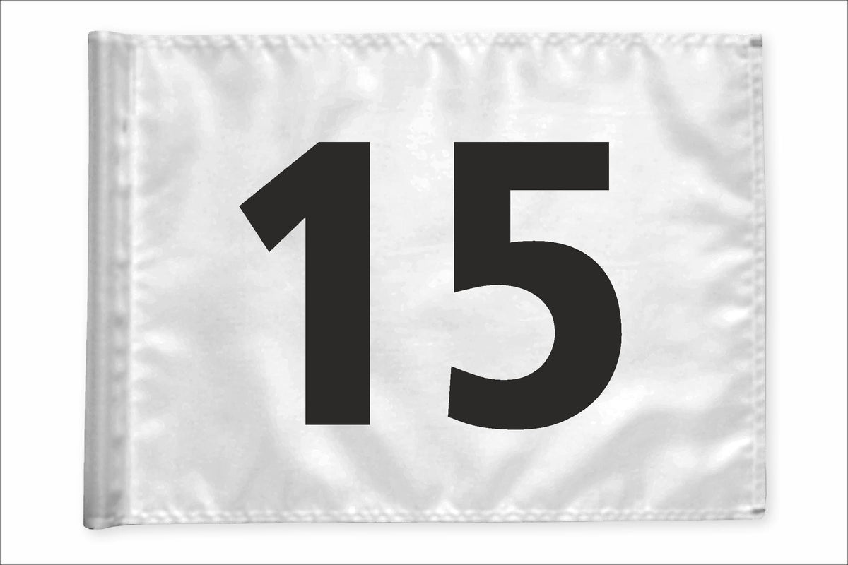 Stykvis golfflag, hvid, nummer 15