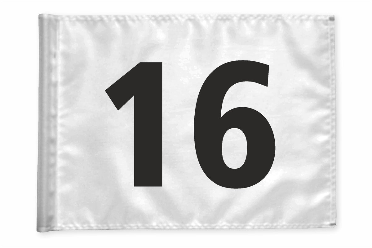 Stykvis golfflag, hvid, nummer 16
