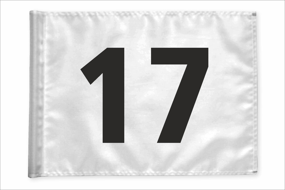 Stykvis golfflag, hvid, nummer 17