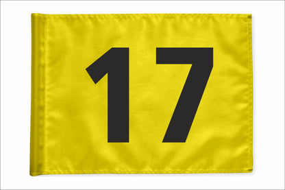 Stykvis golfflag, gul, nummer 17