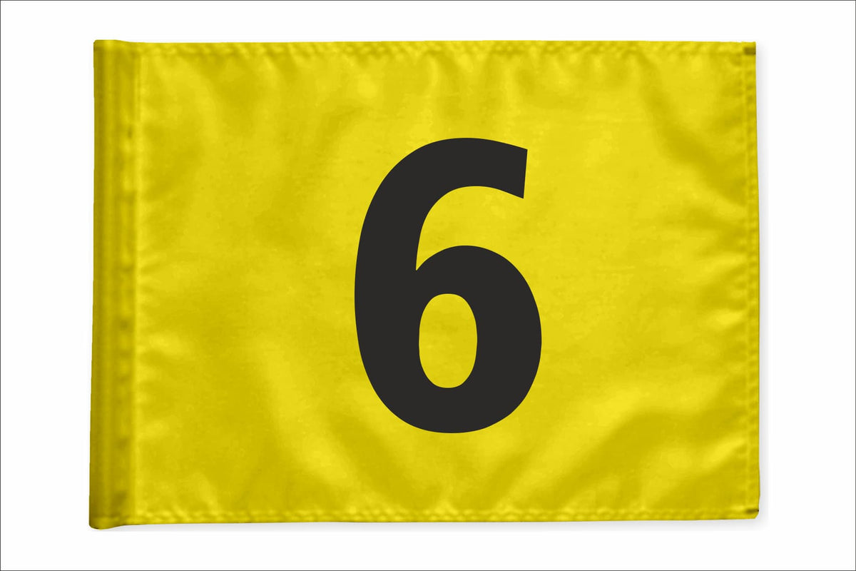 Stykvis golfflag, gul, nummer 6