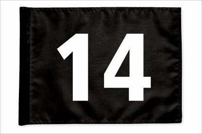 Stykvis golfflag, sort, nummer 14