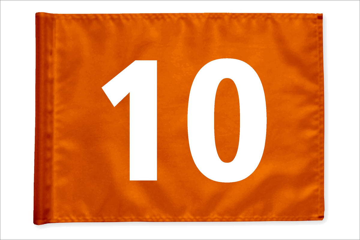 Stykvis golfflag, orange, nummer 10