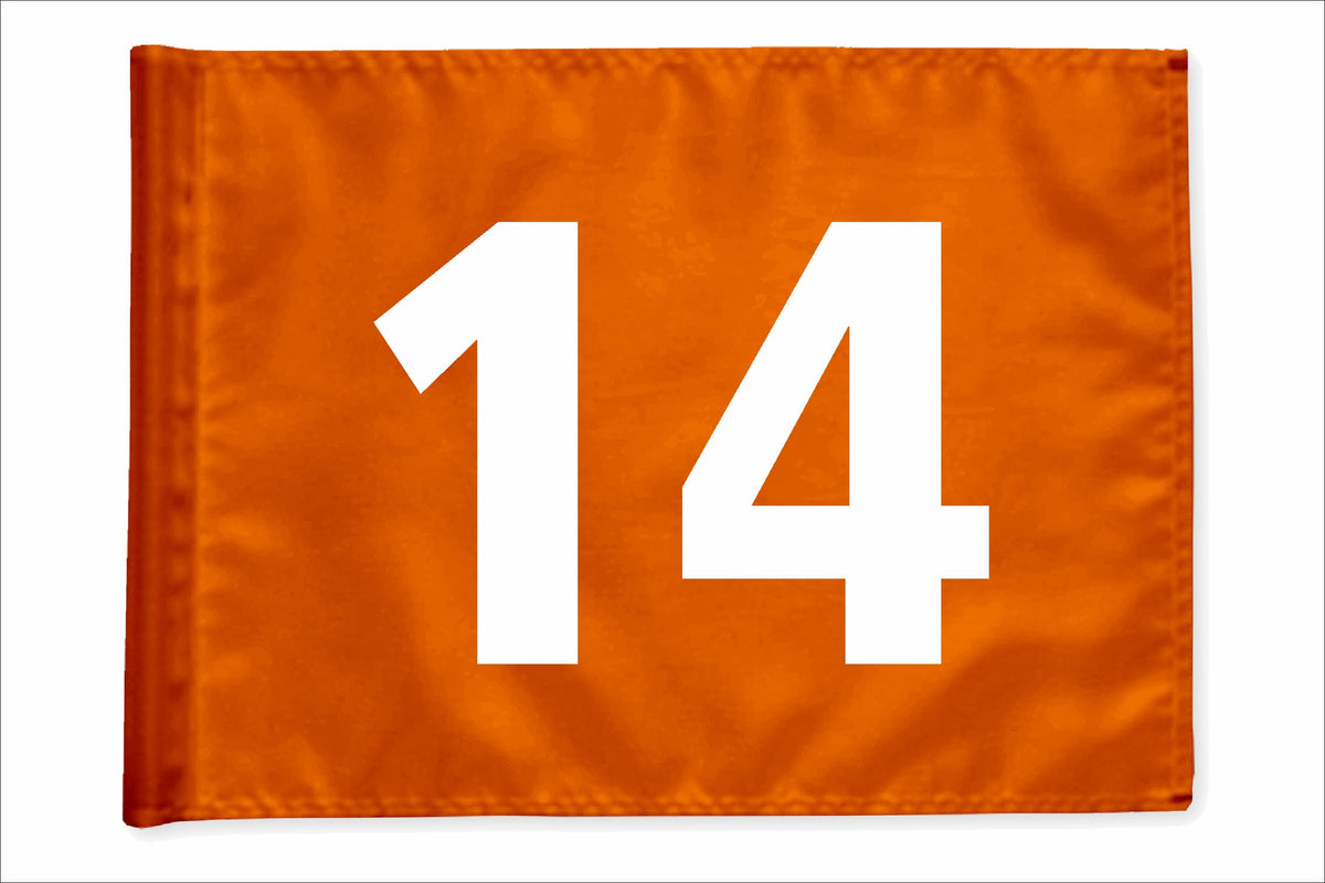 Stykvis golfflag, orange, nummer 14