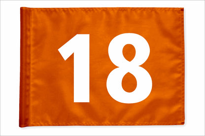 Stykvis golfflag, orange, nummer 18