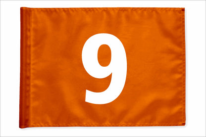 Stykvis golfflag, orange, nummer 9