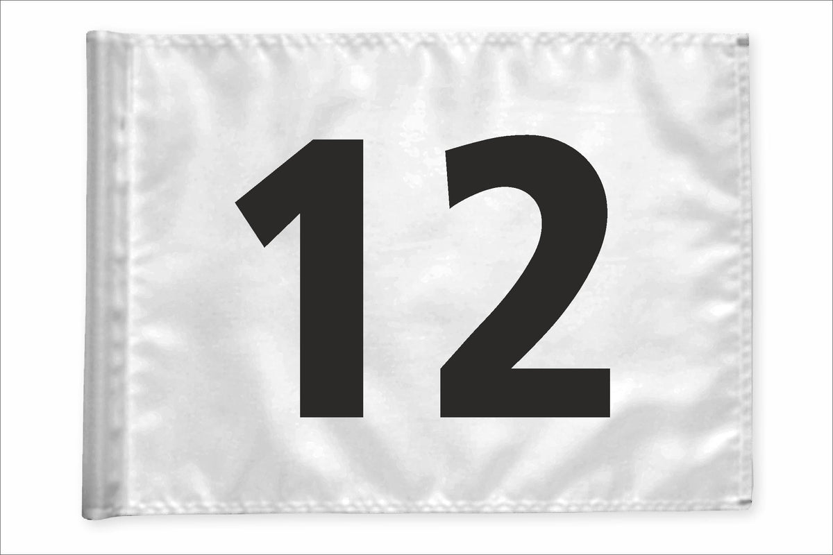 Stykvis golfflag, hvid, nummer 12