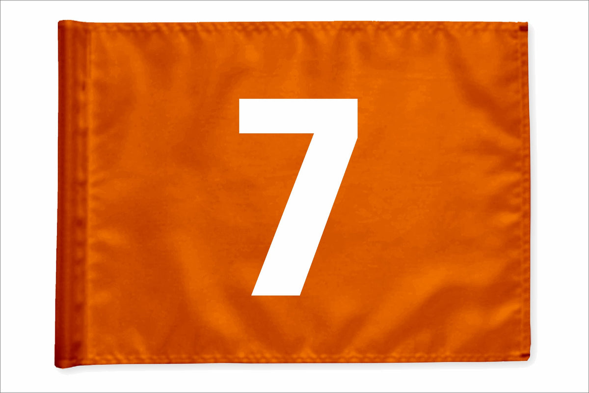 Stykvis golfflag, orange, nummer 7