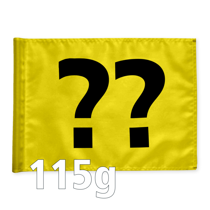 Single golf flag, yellow with optional hole number, 115 gram fabric