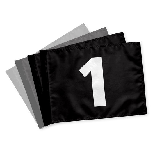Puttinggreenflags 1-9, one-sided, black with white numbers, 200 gram fabric