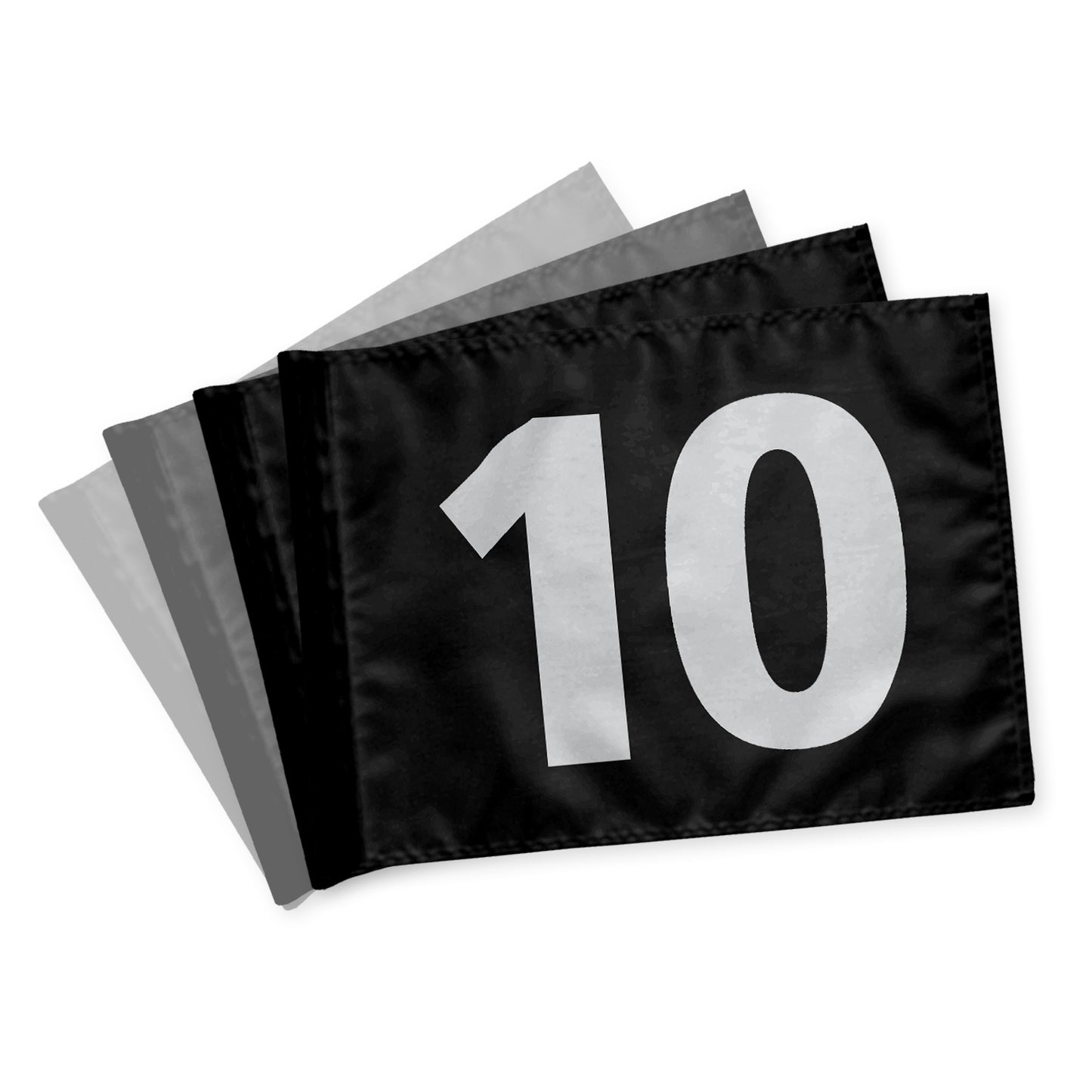 Puttinggreenflags 10-18, black with white numbers, 200 gram fabric