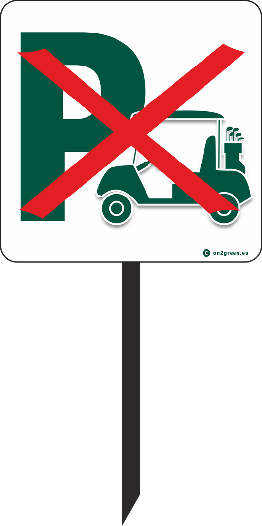 Golf sign: No golf car parking