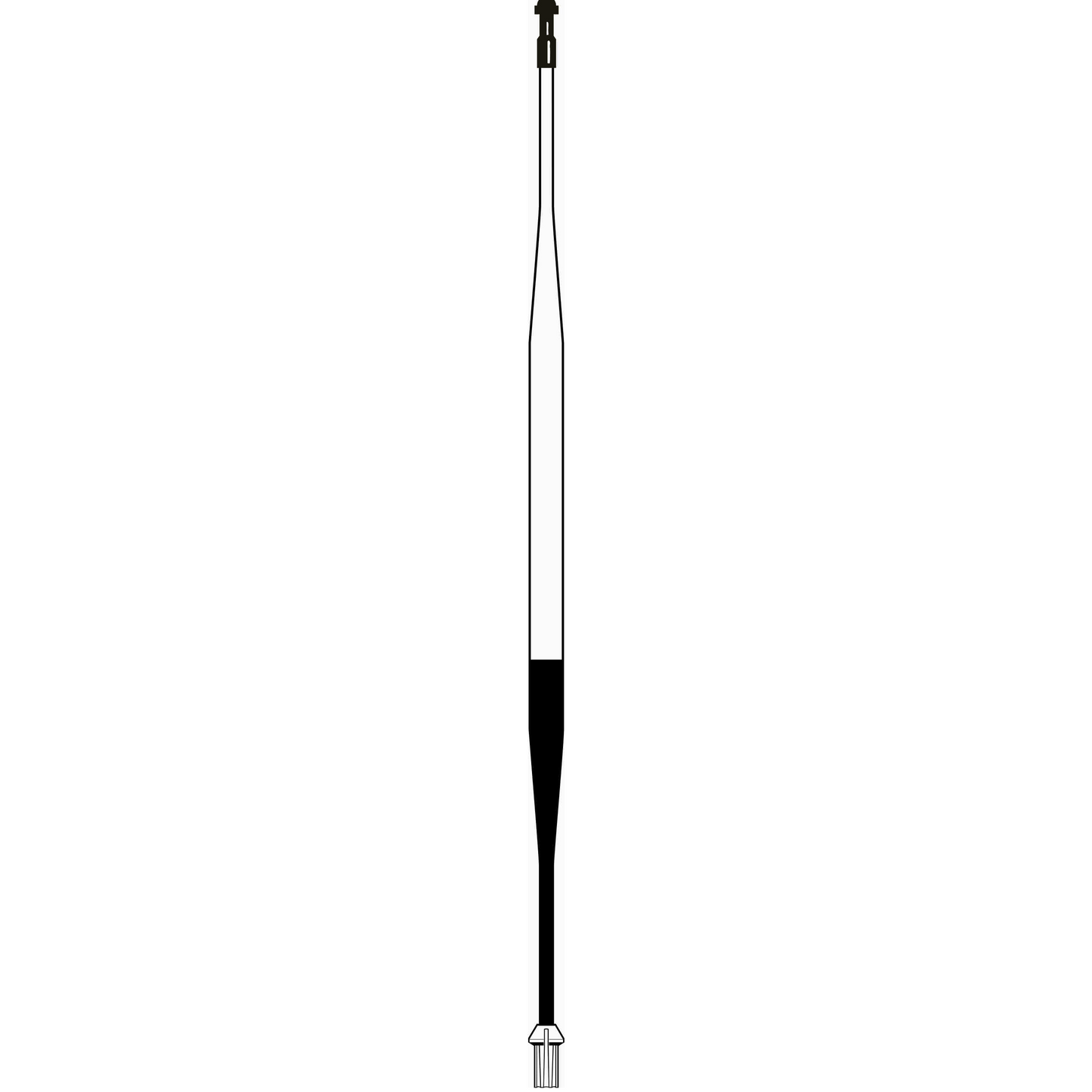Tournament golf flagstick 7,5' in white with 1 black stripe