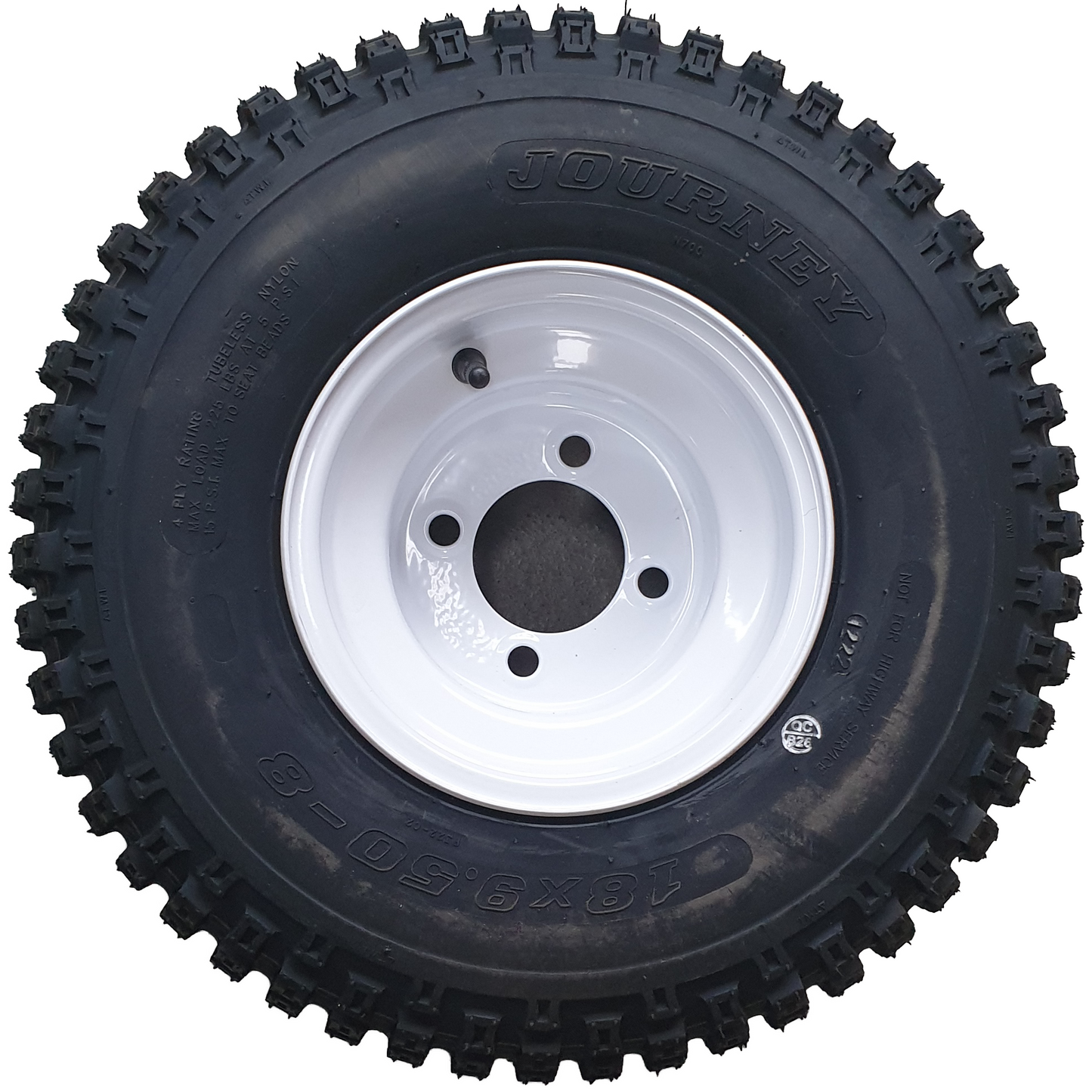 Tire on wheel rim (white)