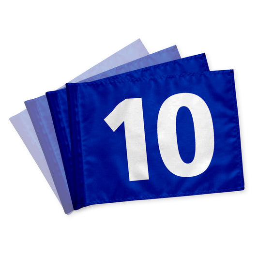 Golfflag 10-18, blue with white numbers, nylon fabric