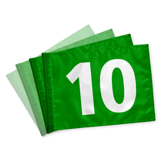Golf Flags 10-18, green with white, 115 gram fabric