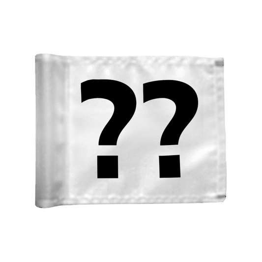 Single golf flag, white with optional hole number, braced, 200 gram fabric.