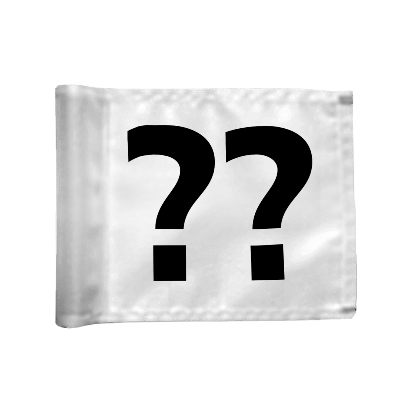 Single golf flag, white with optional hole number, 200 gram fabric