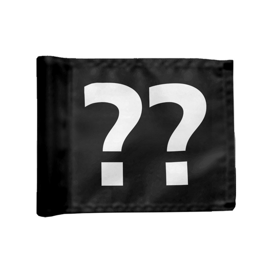 Single golf flag, black with optional hole number, braced, 200 gram fabric.