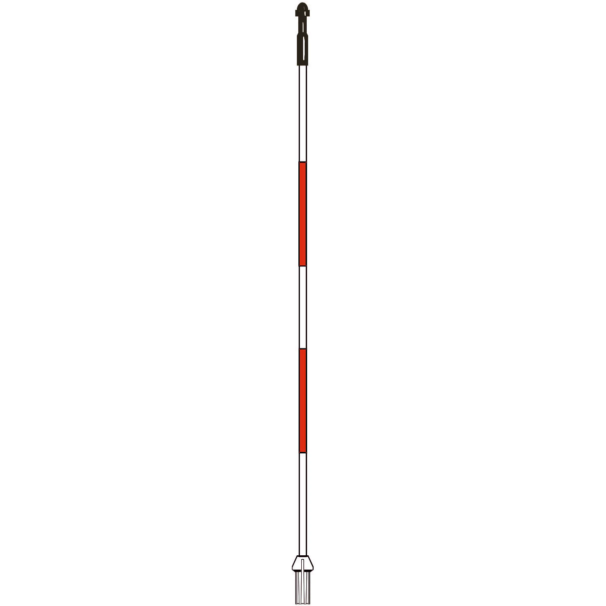 Flagstick 10' white with 2 red stripes