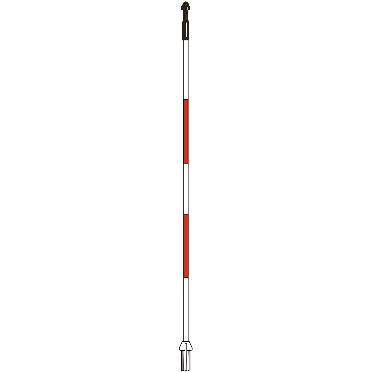 Flagstick 5' white with 2 red stripes